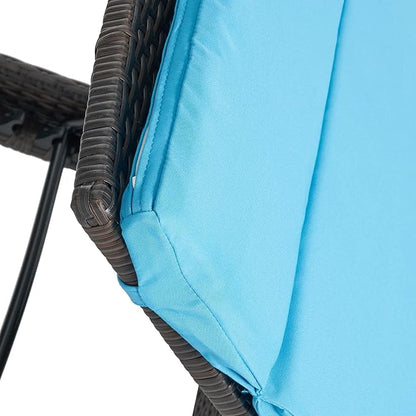 Christopher Knight Home Salem Outdoor Wicker Adjustable Chaise Lounges with Arms, with Cushions, 2-Pcs Set, Multibrown / Blue