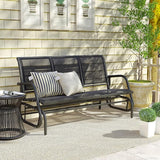 Outsunny 3-Person Patio Glider Bench, Outdoor Porch Glider Swing with 3 Seats, Breathable Mesh Fabric, Metal Frame - Photo 9