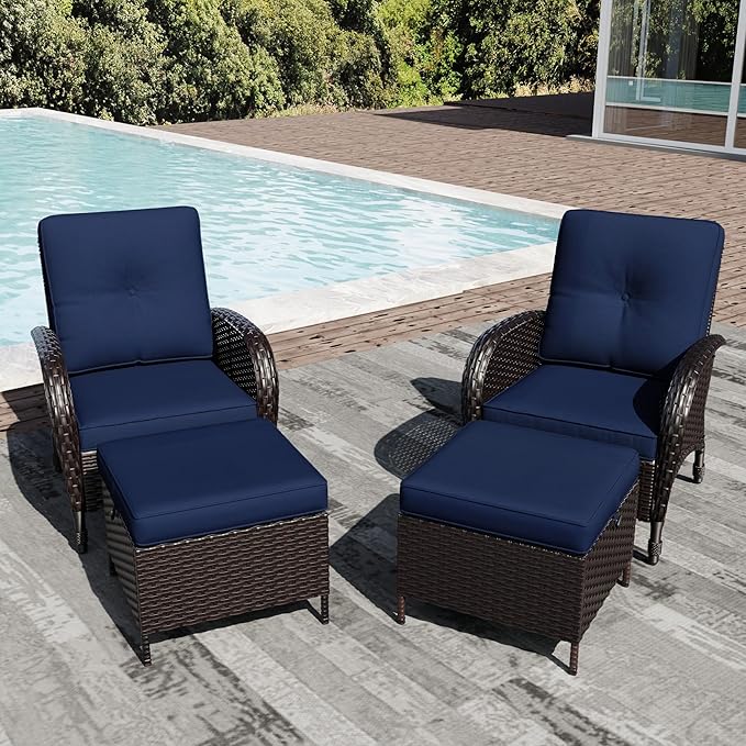 Joyside Wicker Patio Chairs, 4 Piece Rattan Outdoor Furniture with Thickened Cushions, High Back, Deep Seating - Photo 6