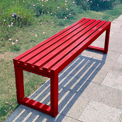 Outdoor Park Bench, Garden Patio Metal Bench 31in-79in, Weatherproof, Load Capacity 880lbs, for Park Yard Front Porch Path Yard Lawn Decor Deck Furniture(Red,120cm/47in)