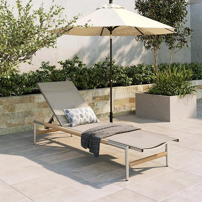Christopher Knight Home Hargrove Patio Chaise Lounge, Aluminum Frame, Mesh Seating and Rope-Wrapped Legs, 5-Position Adjustable Backrest/Height, Outdoor Relaxation, Poolside, Natural+Silver,1 pcs