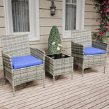 GarveeHome 3-Piece Patio Bistro Set, PE Rattan Outdoor Conversation Furniture with 2 Cushioned Chairs & Coffee Table - Photo 7
