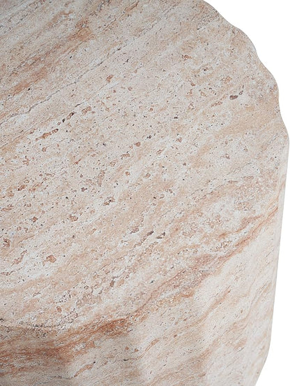 Christopher Knight Home Jayme 18.5" Indoor Outdoor Cylinder Accent Side Table, Patio Decorative End Table, Lightweight Concrete Garden Stool for Patio Living Room Balcony & Garden Decor, Travertine