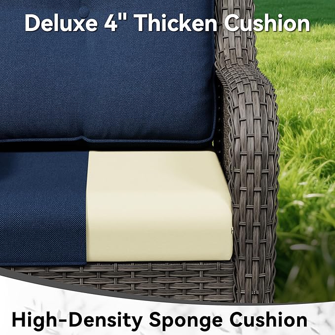 Outdoor Swivel Rocker Patio Chair - Outdoor Wicker Patio Furniture with Thickened Olefin Cushions - Photo 7