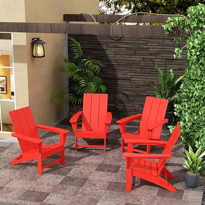 WestinTrends Ashore Modern Outdoor Folding Adirondack Chair (Set of 4), Red