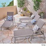 Christopher Knight Home Joy Outdoor Mesh and Aluminum Chaise Lounge (Set of 4), Gray - Photo 3