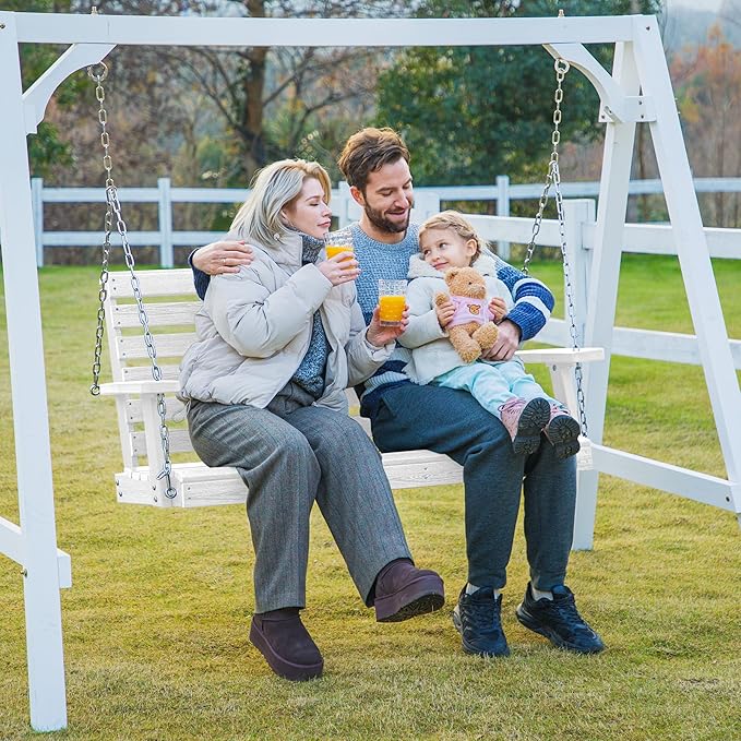 KINGYES Outdoor Hanging Porch Swing Set of 4, Waterproof Swing with Cup Holders for Courtyard & Garden - Photo 7