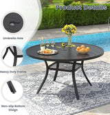 VICLLAX 40.6" Round Metal Outdoor Dining Table for 4, Patio Table with Umbrella Hole and Storage Shelf for Garden, Lawn - Photo 4