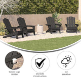 Flash Furniture Newport Adirondack Chairs with Cup Holders, Weather Resistant Poly Resin Adirondack Chairs, Set of 4 - Photo 5