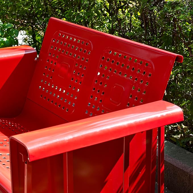 Crosley Furniture Bates Retro Metal Outdoor Loveseat Glider, 2-Person Rocking Patio Bench for Porch, Deck, Bright Red Gloss