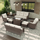 8 Piece Patio Furniture Set with Fire Pit Table - Photo 1