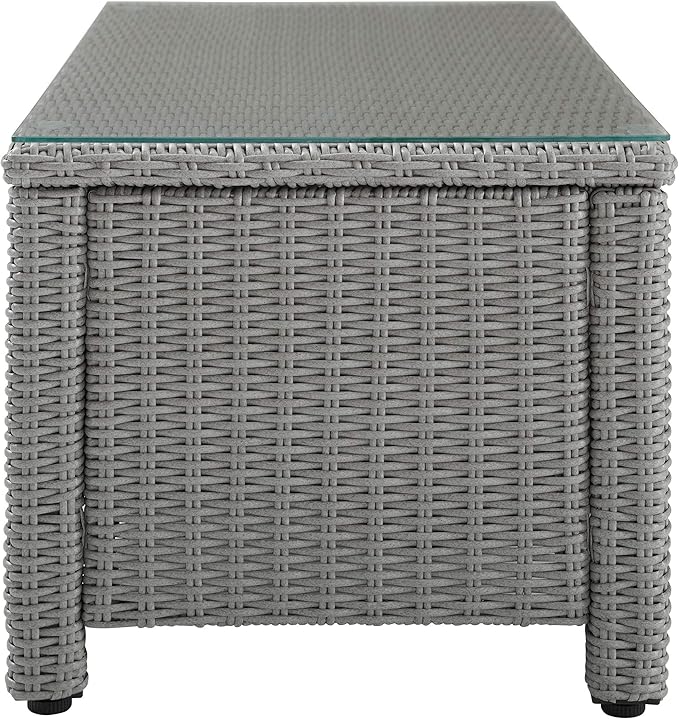 Crosley Furniture Bradenton All Weather Rattan Wicker Outdoor Coffee Table for Patio, Deck, Porch, Gray