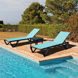 Domi Pool Lounge Chairs Set of 2 with Side Table, Aluminum Adjustable Outdoor Chaise Lounge with Wheels - Photo 7
