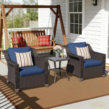 3 Pieces Patio Conversation Furniture Set - 2 Armchairs, 1 Side Table - Photo 1