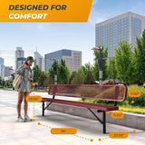 Heavy-Duty Outdoor Metal Bench, Thermoplastic-Coated, Inground, Weatherproof, Commercial-Grade for Parks, Gardens - Photo 2