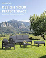 SERWALL HDPE Patio Furniture Set, 10 Pieces Outdoor Sectional Sofa Set - Photo 7
