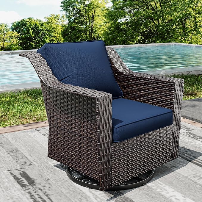 Joyside Outdoor Swivel Chair, Patio Swivel Chairs with Wide Armrest and Thick Cushions, Upgraded Large Size for Backyard - Photo 7