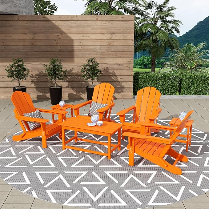 WestinTrends Malibu 3-Piece Set Outdoor Coffee and Side Table for Adirondack Chair, Orange