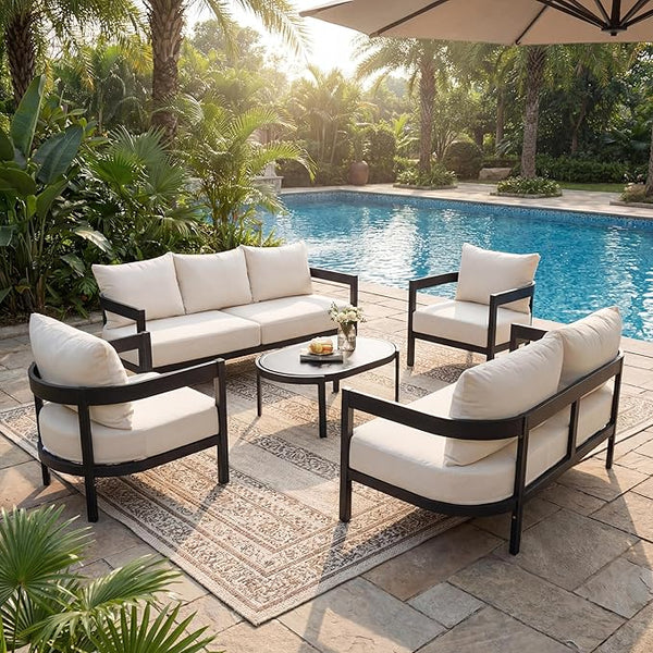 Merax 5 Piece Outdoor Curved Aluminum Patio Furniture Set - Photo 1