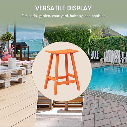WestinTrends Malibu 24 Inch Outdoor Bar Stools, All Weather Resistant Poly Lumber Adirondack Counter Height Stools, Orange