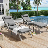MEISSALIVVE Outdoor Lounge Chairs Set of 2, Patio Chaise Loungers with Adjustable 5 Position & Leg Support - Photo 1