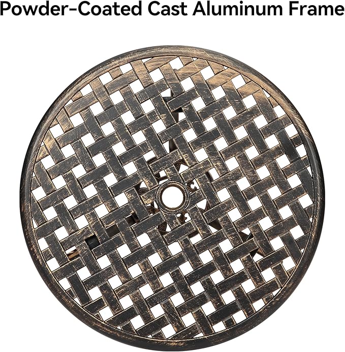 24"Patio Bistro Table Round Outdoor Coffee Table, Small Patio Side Table with 2" Umbrella Hole, Sturdy Iron Frame - Photo 5