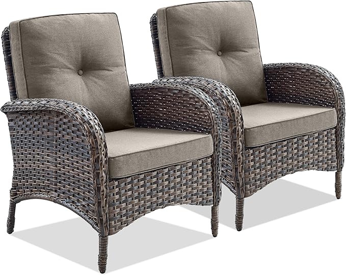 Belord Patio Club Chair Wicker Chairs - Outdoor High Back Chair Set of 2 Patio Furniture Set Rattan Seating with - Photo 1