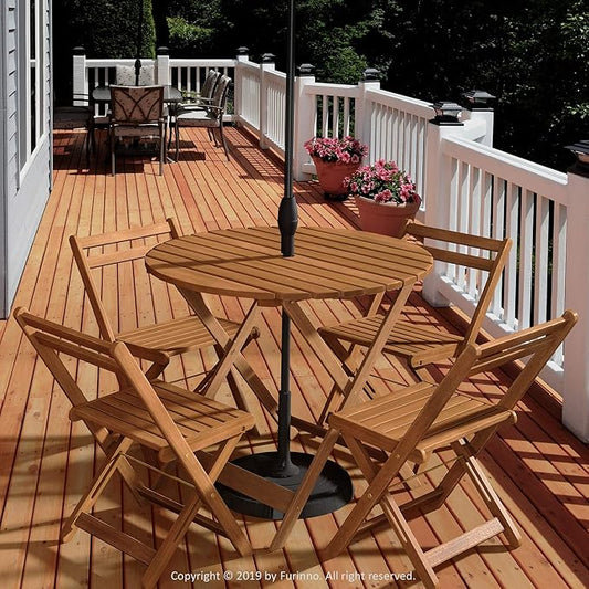 Furinno FG19018F Tioman Outdoor Hardwood Nation Round Dining Table, Natural