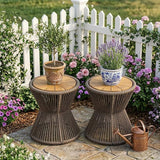 Merax 2 Pieces Round Outdoor Side Table Set - Photo 1