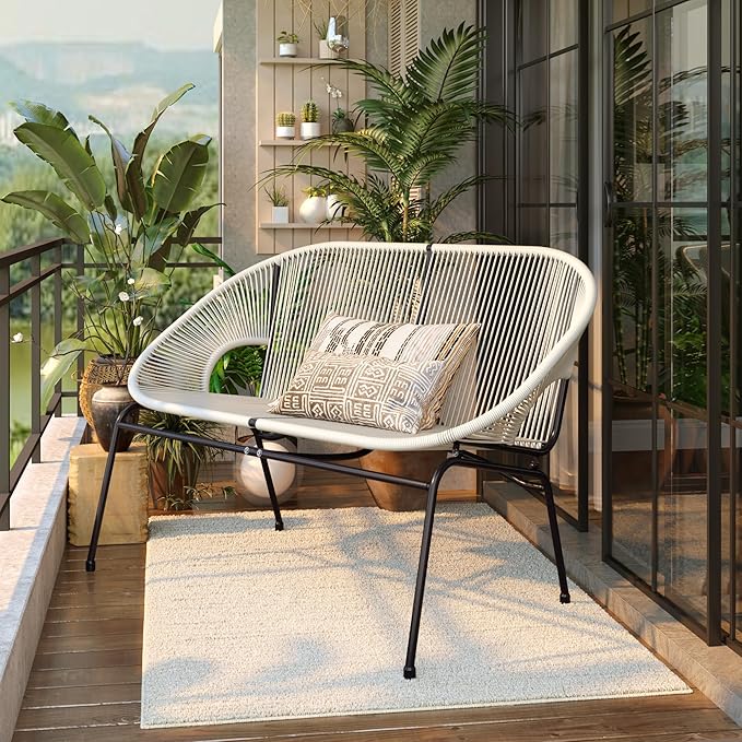 GDFStudio Patio Loveseat All-Weather Rattan 2 Seater Sofa Outdoor Patio Furniture Set for Balcony Poolside Backyard - Photo 4