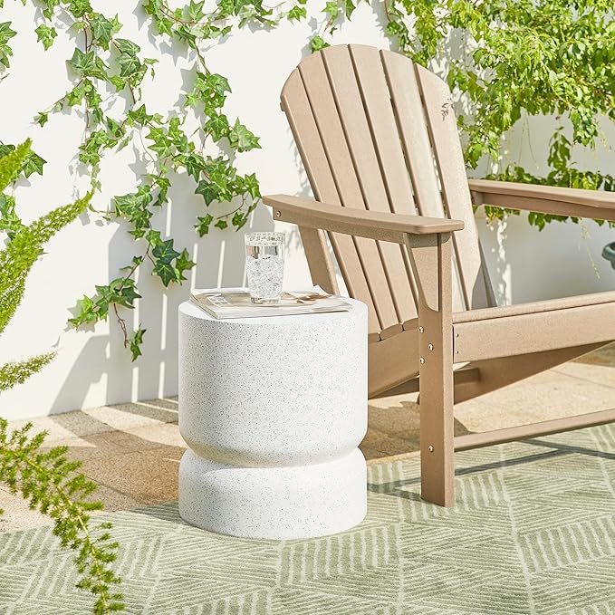 Giltzhome Antique Decorative Garden Stool, 17.25" H Heavy Duty Faux Terrazzo Accent Table, Side Table - Photo 9
