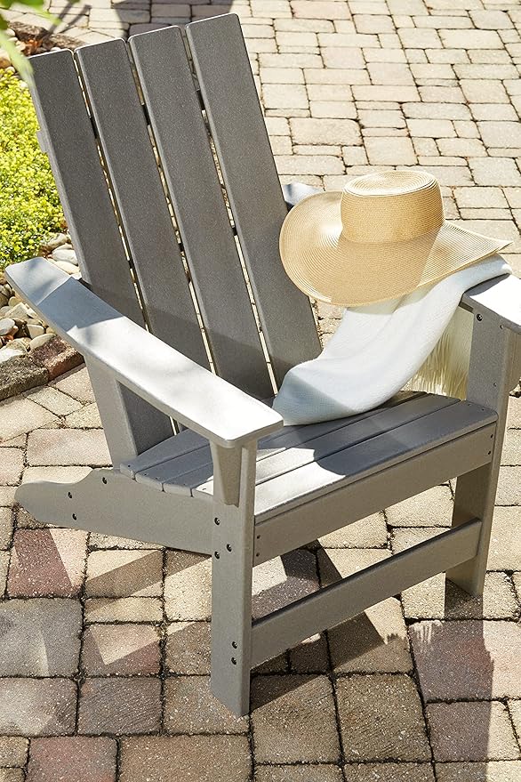Signature Design by Ashley Visola Outdoor Patio HDPE Weather Resistant Adirondack Chair, Gray