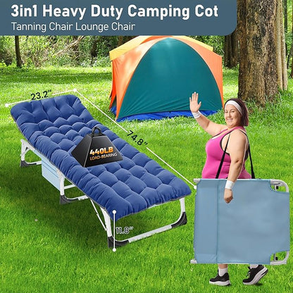 LILYPELLE Folding Chaise Lounge Chair with Mattress, 5 Position Beach Chair with Face Hole, Patio Chaise Lounge Chairs for Outside, Sunbathing, Camping, Pool, Beach, Poolside