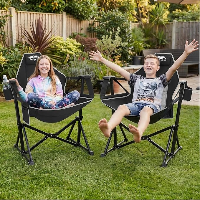 Portable Hammock Camping Chair with Adjustable Back, Folding Hammock Chair Supports 330lbs, Camping Swing Chair for Adults, Camping Hammock Chair for Lawn, Concerts, Backyard, Stargazer