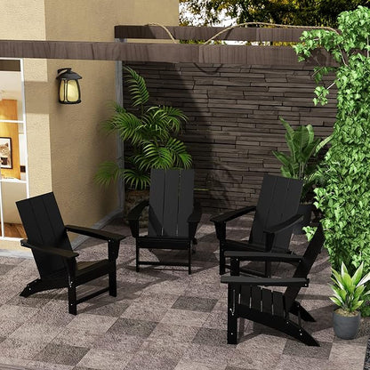 WestinTrends Ashore Modern Outdoor Folding Adirondack Chair (Set of 4), Black
