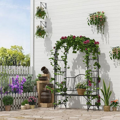 Metal Garden Arbor Bench with Two-Trellis Design