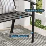 Outdoor Bench, 50 inches Metal Garden Bench, Cast Iron Steel Frame Patio Chairs w/Oval Pattern Backrest for Park, Yard - Photo 4