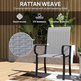 Outsunny Set of 4 Outdoor Wicker Dining Chairs, All-Weather Rattan Armchairs with Armrests, Steel Frame - Photo 4