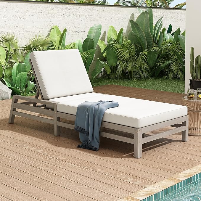 Merax Outdoor Lounge Chairs, Pool Chaise Lounge Chairs with 5-Position Adjustable - Photo 1