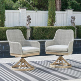 Signature Design by Ashley Seton Creek Cottage Nuvella Weather Resistant Fabric Outdoor Swivel Dining Chair with Cushion - Photo 2