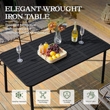 Yaheetech Outdoor Dining Table for 6 Person, Rectangular Slatted Metal Patio Table for Deck Garden Lawn Backyard Use - Photo 4