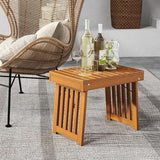 Tangkula Patio Foldable Side Table, Outdoor Folding Acacia Wood Coffee Table w/Slatted Tabletop - Photo 4