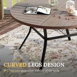 VICLLAX Round Patio Table with Adjustable Umbrella Hole for 4, All Weather Metal Outdoor Dining Table for Lawn Garden - Photo 5