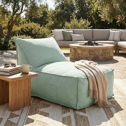 Christopher Knight Home Venny 48" L Outdoor Bean Bag Chair, Fabric Bean Bag Chair for Adults and Kids, Indoor/Outdoor Sun Lounger, Patio Lounge Chair, Comfy Outdoor Reading Chair, Mint