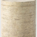 HOMPUS Round Outdoor Side Table, Rustic Modern Vintage Patio End Table - Photo 6