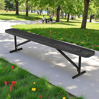 Park Benches for Outside, 8 ft Long Metal Porch Bench Furniture Patio Seating, Industrial Bench Commercial Expanded Metal Mesh Benches for Garden, Lawn, Backyard, Park, Deck, Patio, School