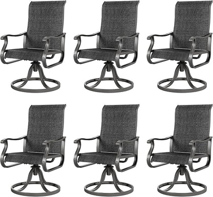 Amopatio Swivel Patio Chairs Set of 6, Outdoor Swivel Rocker Dining Chairs with All Weather Textilene High Back & Metal Frame, for Backyard Deck Lawn Garden(Dark Grey)