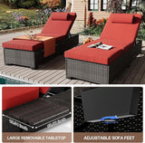 GarveeHome Patio Rattan Wicker Chaise Lounge Chair Set of 2, Wicker Chaise Lounge Outdoor for Pool Deck - Photo 5