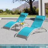 Domi Pool Lounge Chairs Set of 2 with Side Table, Aluminum Adjustable Outdoor Chaise Lounge - Photo 8