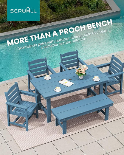 SERWALL 2-Person Outdoor Bench Backless, HDPE Outdoor Benches Weatherproof, 700 Lbs Weight Capacity, Poly Lumber Patio Furniture for Garden, Porch and Park, Navy, 2 Pack